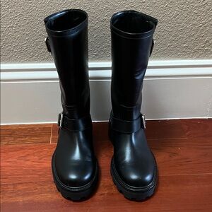 Jimmy Choo Black Leather biker Boots Size 37